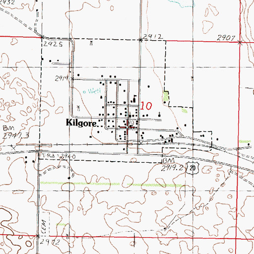 Topographic Map of Kilgore Post Office, NE