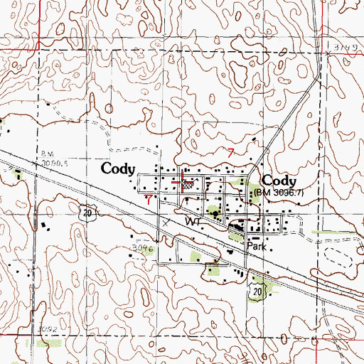Topographic Map of Cody-Kilgore High School, NE