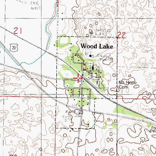 Topographic Map of Wood Lake City Park, NE
