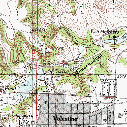 Topographic Map of Valentine City Park, NE