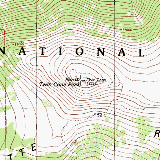 Topographic Map of North Twin Cone Peak, CO