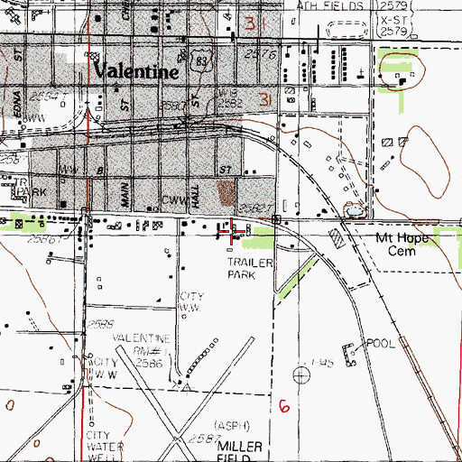 Topographic Map of Valentine Motel and RV Park, NE