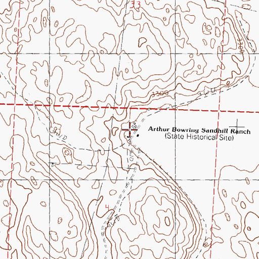 Topographic Map of Arthur Bowring Sandhills Ranch State Historical Park, NE
