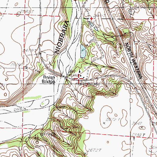 Topographic Map of Bryan Bridge Historical Marker, NE
