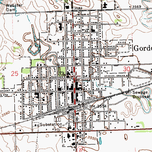 Topographic Map of Gordon Post Office, NE