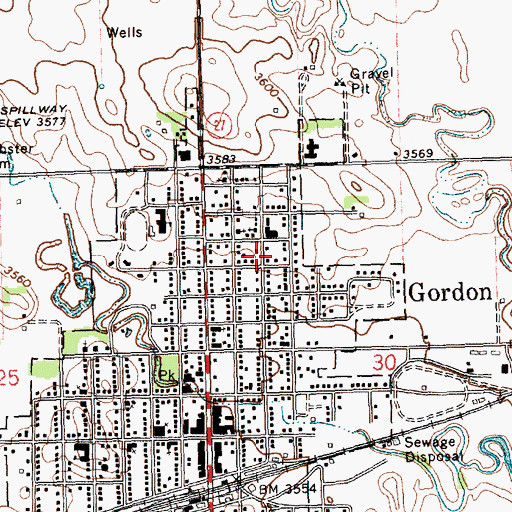 Topographic Map of Gordon Memorial Hospital District, NE