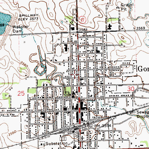Topographic Map of Gordon City Library, NE