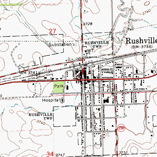 Topographic Map of Rushville Police Department, NE