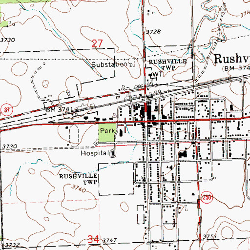 Topographic Map of Rushville Volunteer Fire and Rescue, NE