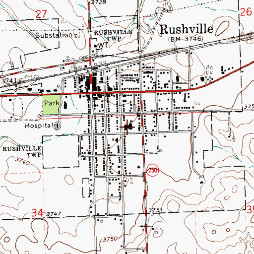 Topographic Map of Rushville High School, NE