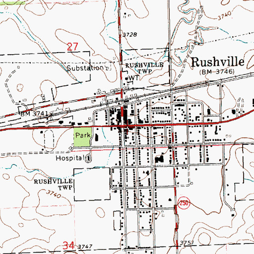 Topographic Map of Rushville Post Office, NE