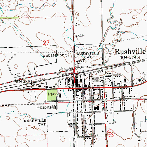 Topographic Map of Rushville, NE