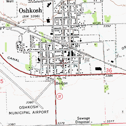 Topographic Map of Oshkosh Post Office, NE