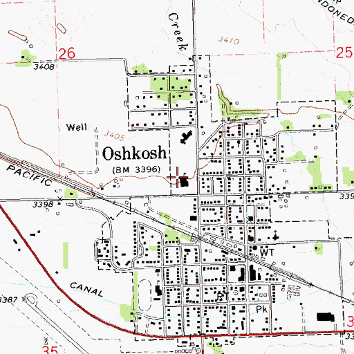 Topographic Map of Oshkosh Elementary School, NE