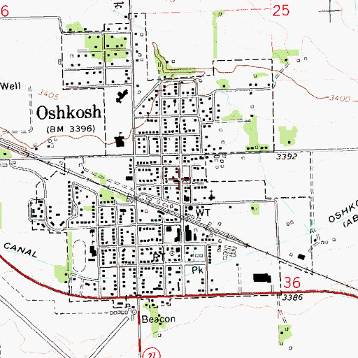 Topographic Map of Garden County Rural Fire District Oshkosh Volunteer Fire Department, NE