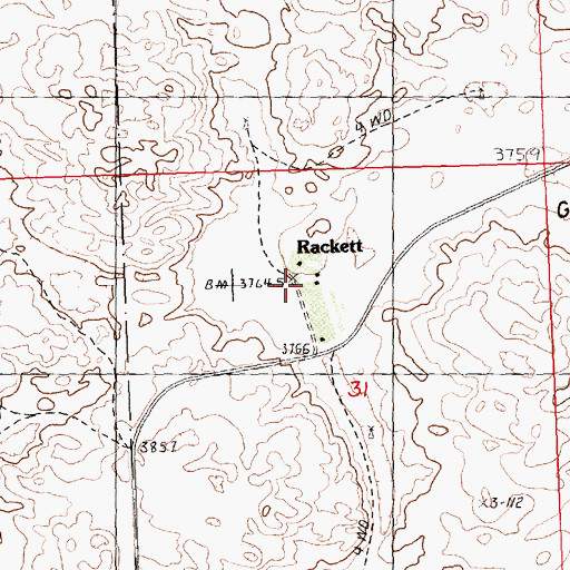Topographic Map of Rackett Post Office (historical), NE