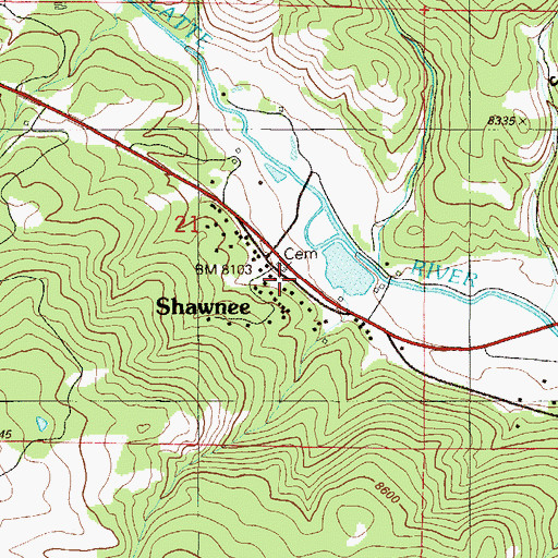 Topographic Map of Shawnee, CO