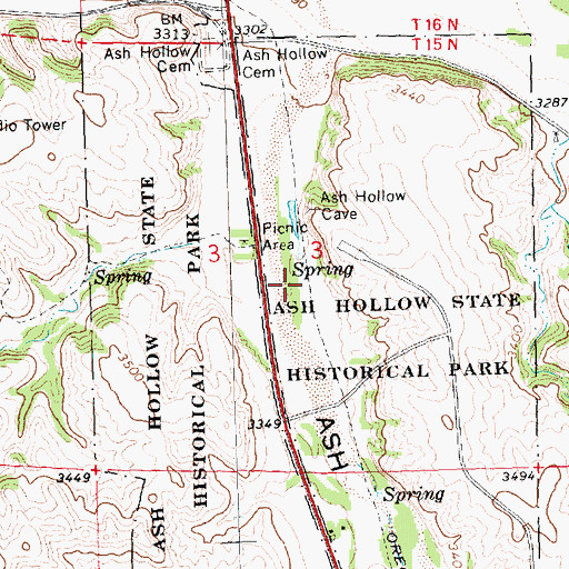 Topographic Map of Ash Hollow Historical Marker, NE
