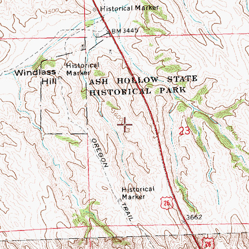 Topographic Map of Ash Hollow Geology Historical Marker, NE