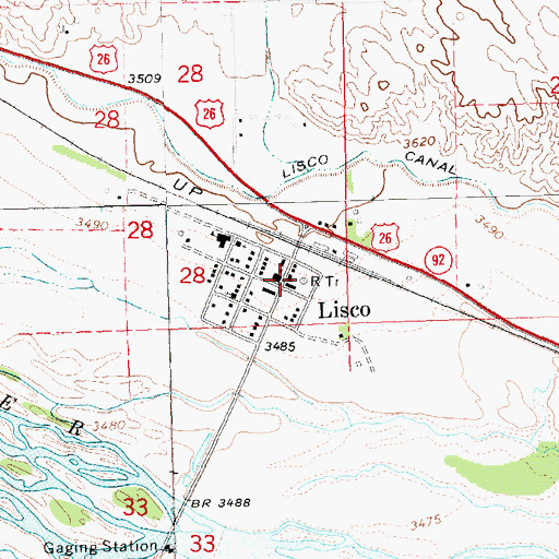 Topographic Map of Lisco Post Office, NE