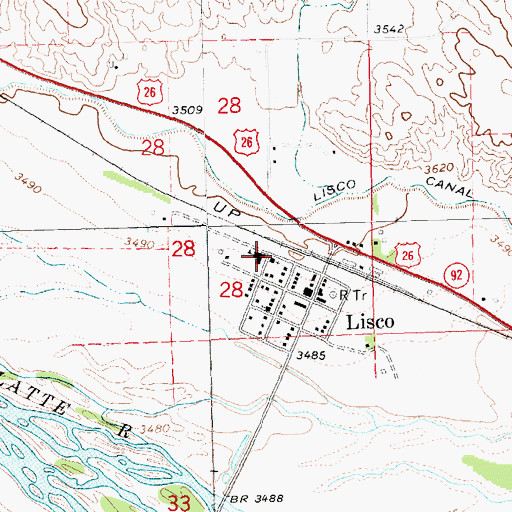 Topographic Map of Lisco Public School, NE