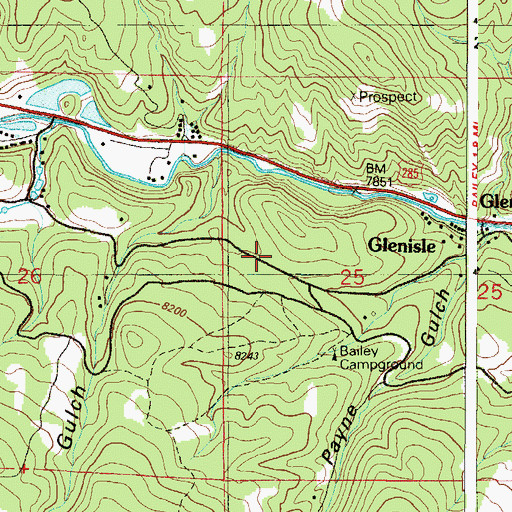 Topographic Map of Glenisle, CO