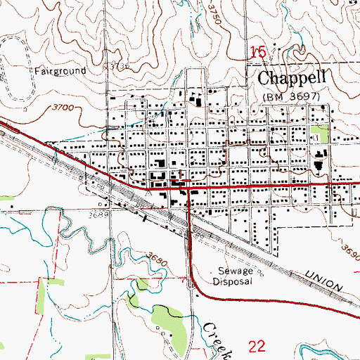 Topographic Map of Chappell Memorial Library, NE