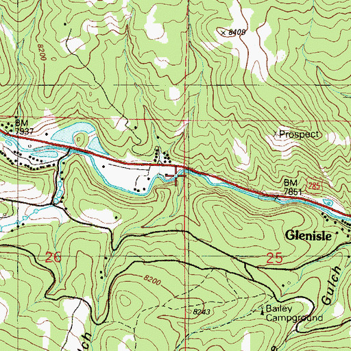 Topographic Map of Brookside Gulch, CO