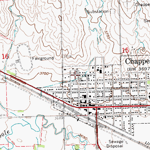 Topographic Map of Miller Memorial Nursing Home, NE