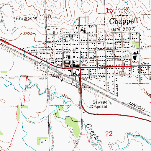 Topographic Map of Farmers Elevator Company Elevator, NE