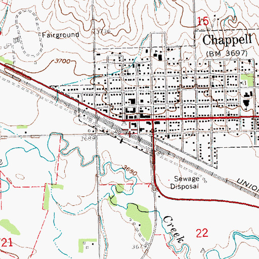 Topographic Map of Chappell, NE