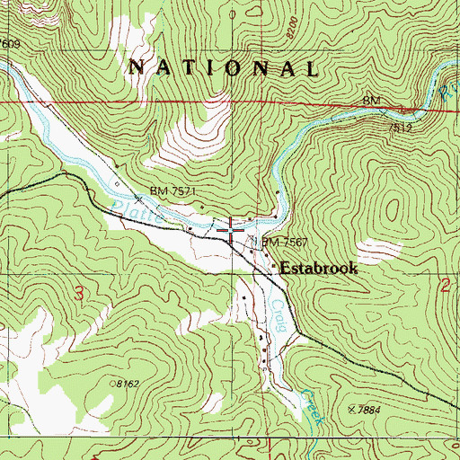 Topographic Map of Craig Creek, CO