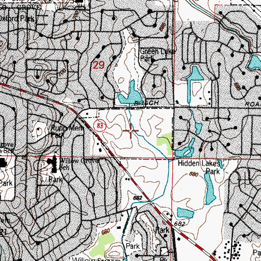 Topographic Map of Busch Grove Community Park, IL