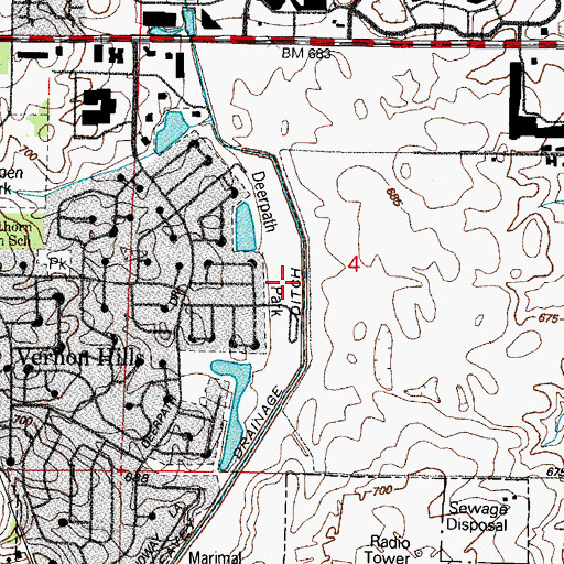 Topographic Map of Deerpath Park, IL