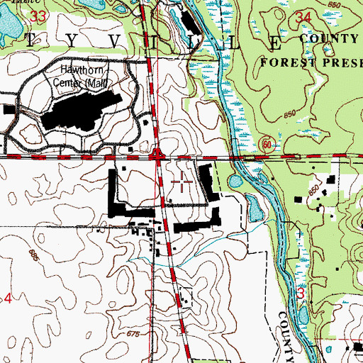 Topographic Map of Rivertree Shopping Center, IL