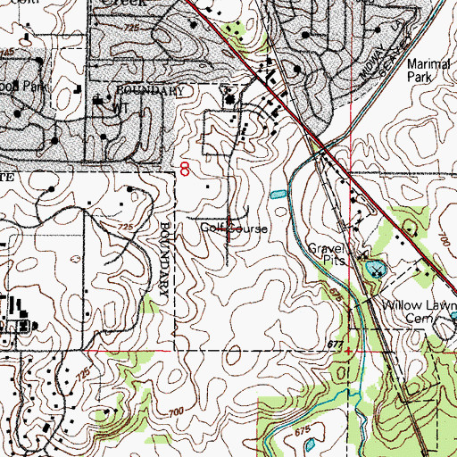 Topographic Map of Vernon Hills Golf Course, IL