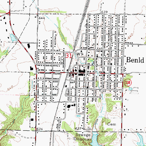 Topographic Map of Benld Post Office, IL