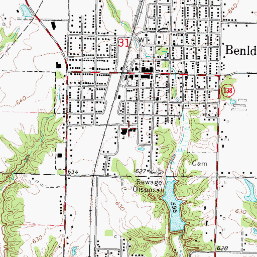 Topographic Map of South School (historical), IL