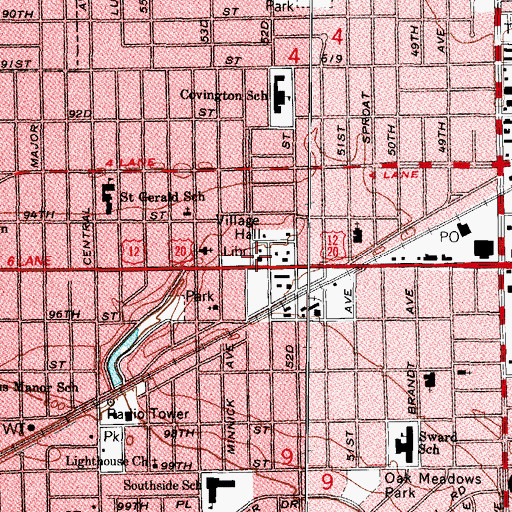 Topographic Map of Oak Lawn Public Library, IL
