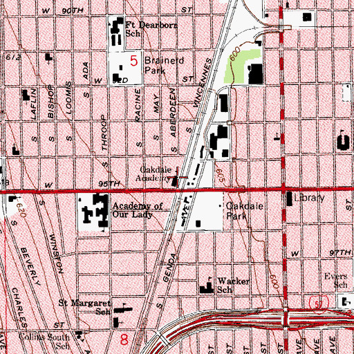 Topographic Map of Oakdale Covenant Church, IL