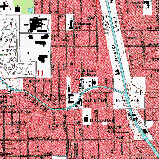 Topographic Map of Ohlson Hall, IL