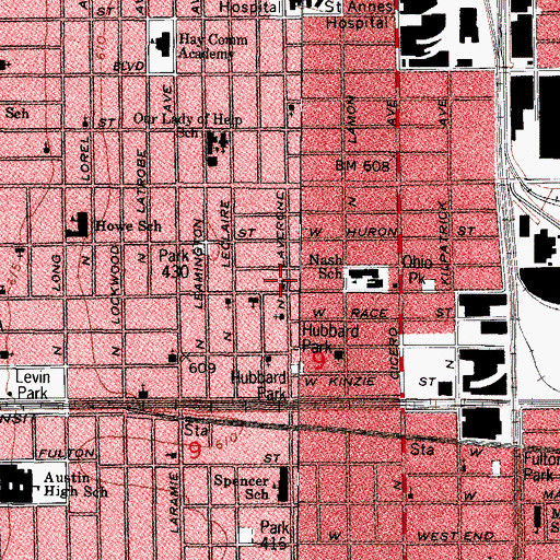 Topographic Map of Old Path Church of God in Christ, IL