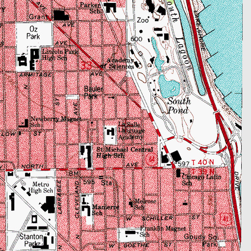 Topographic Map of Old Town Triangle Association Building, IL