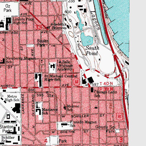 Topographic Map of Olsen-Hansen Row Houses, IL