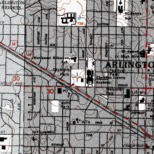 Topographic Map of Olympic Park, IL