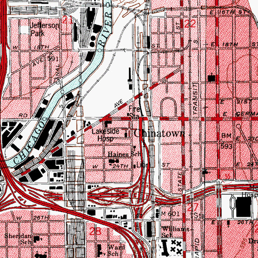Topographic Map of On Leong Chinese Merchants Association Building, IL