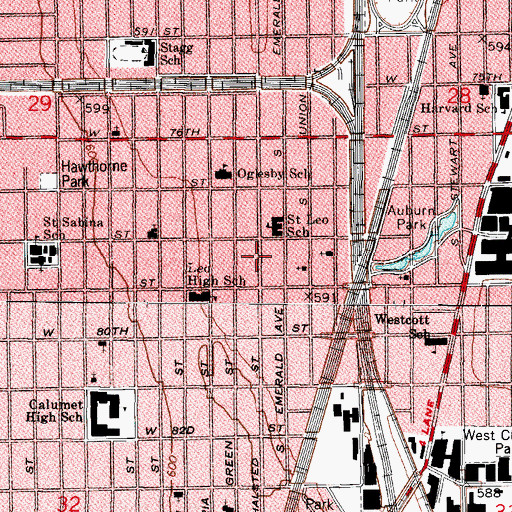 Topographic Map of Open Door Church of God in Christ, IL