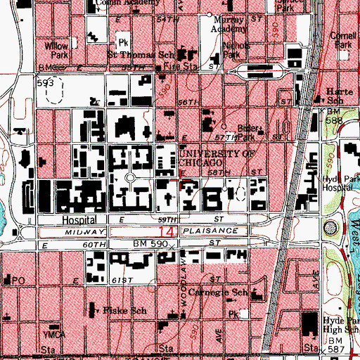 Topographic Map of Oriental Institute, IL