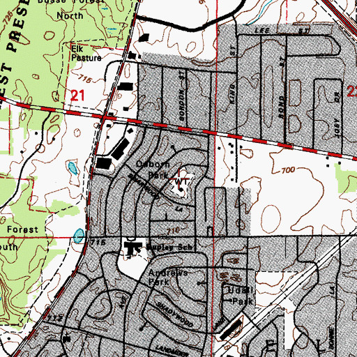 Topographic Map of Osborn Park, IL