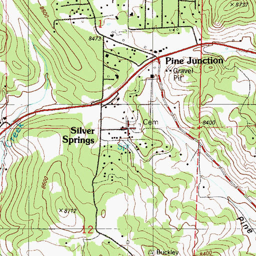 Topographic Map of Pine Gulch Cemetery, CO